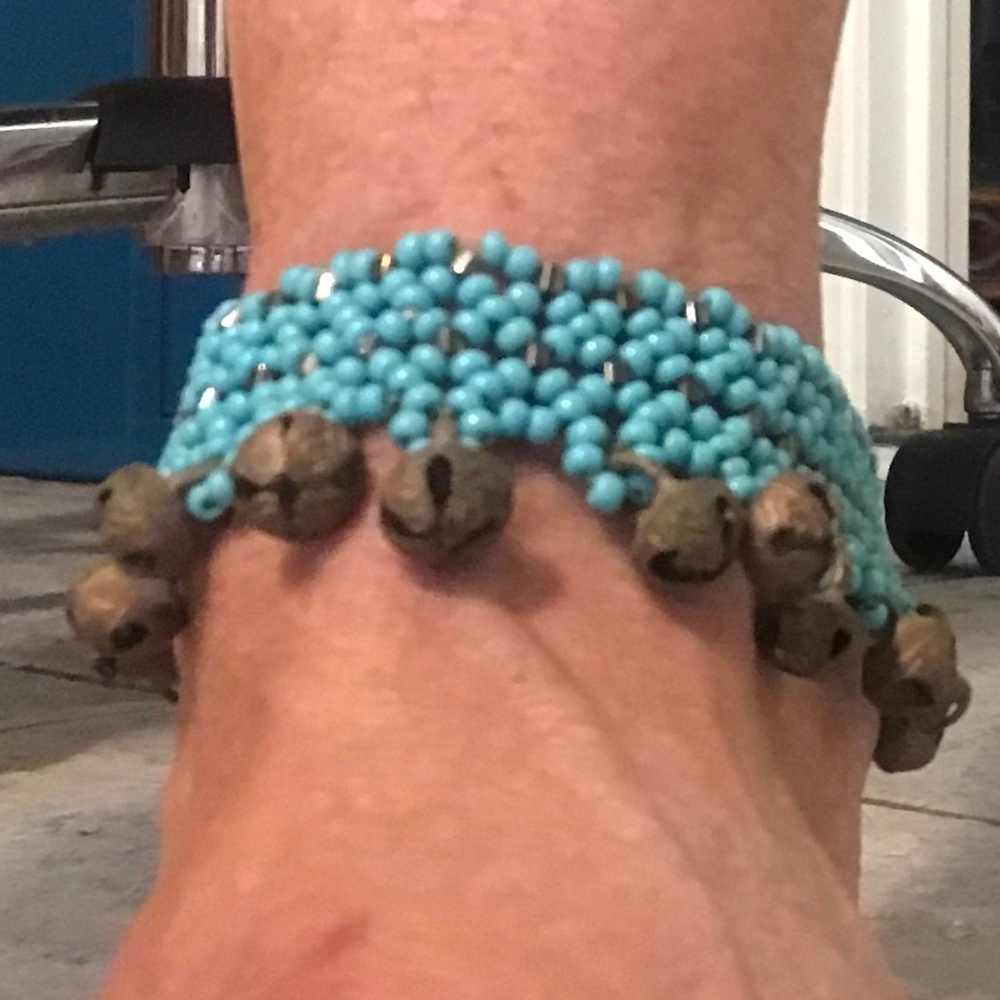 Turquoise Beaded Ankle Bracelet with bells